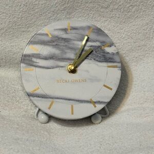 Marble Table Clock in White and Gold